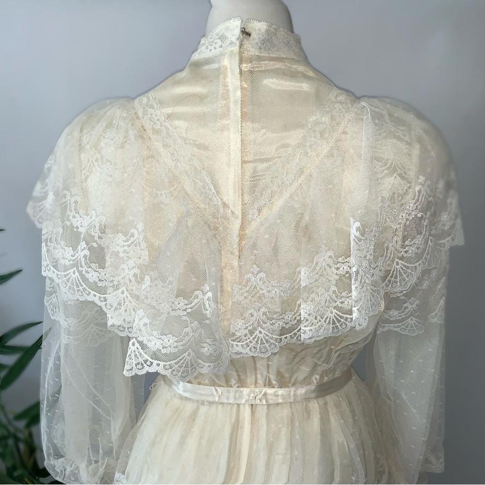 v i n t a g e :: Romantic Cottagecore Floral Lace Maxi Dress Bishop Sleeves - Picture 4 of 16